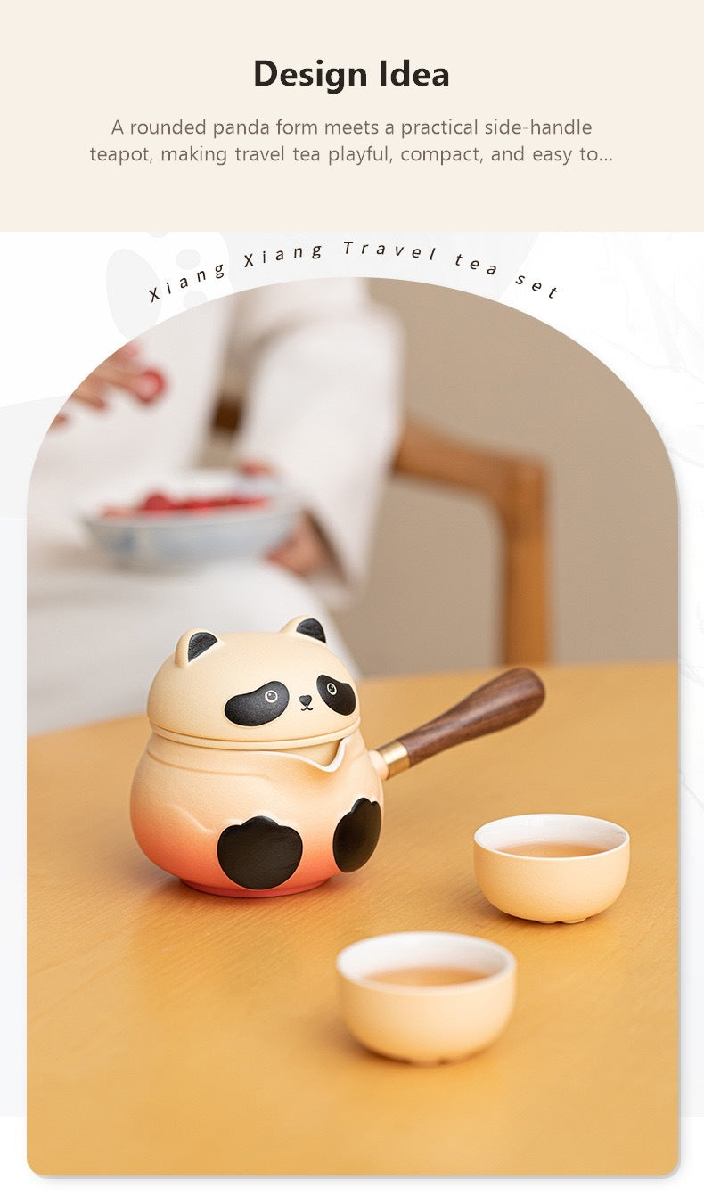 panda side handle tea set design idea