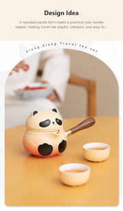 panda side handle tea set design idea