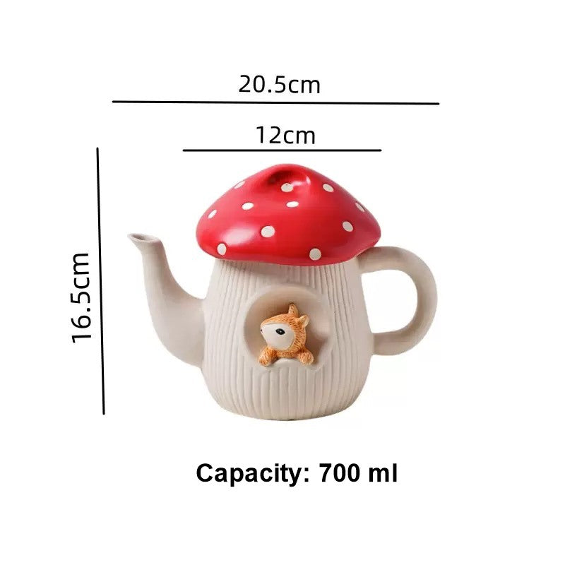 Red Mushroom Ceramic Tableware - Mushroom Teapot
