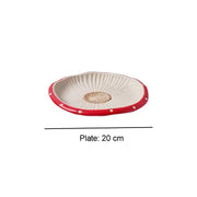 Red Mushroom Ceramic Tableware - Round Dessert Plate