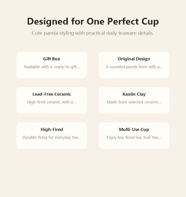 panda tea coffee cup key features