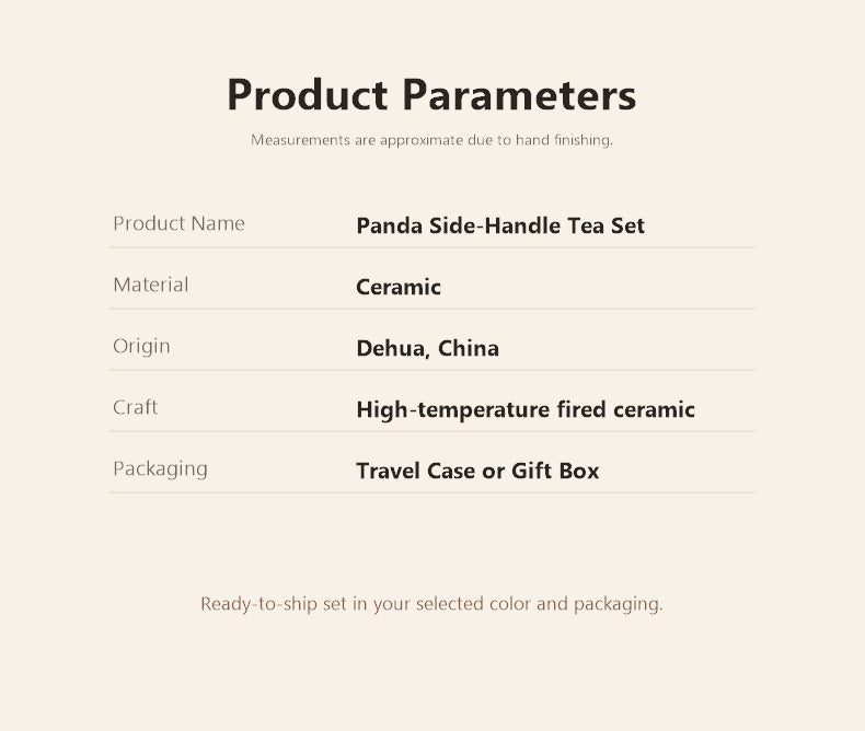 panda side handle tea set product parameters
