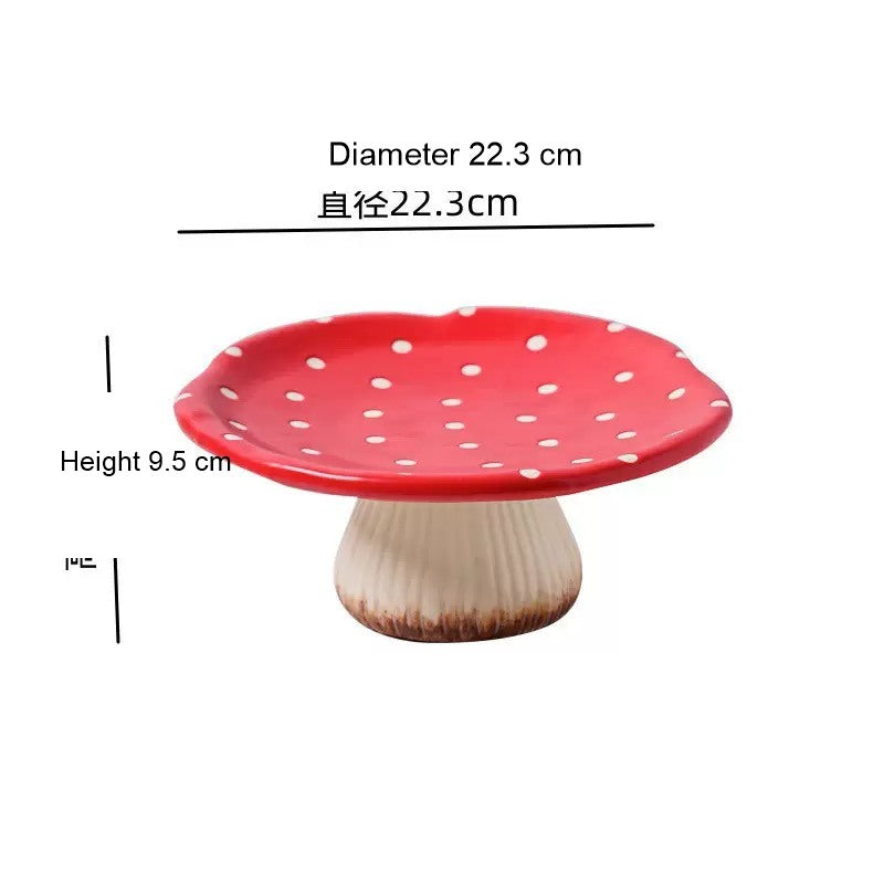 Red Mushroom Ceramic Tableware - Dessert Stand