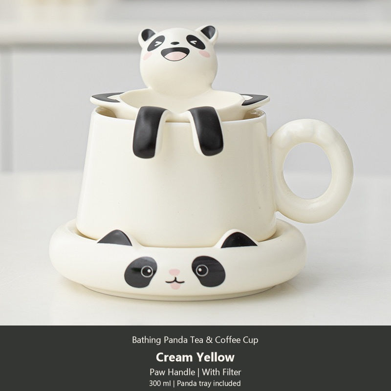 bathing panda cream yellow paw with filter