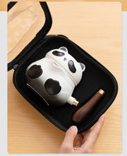 panda side handle tea set travel case open