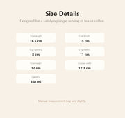 panda tea coffee cup size details