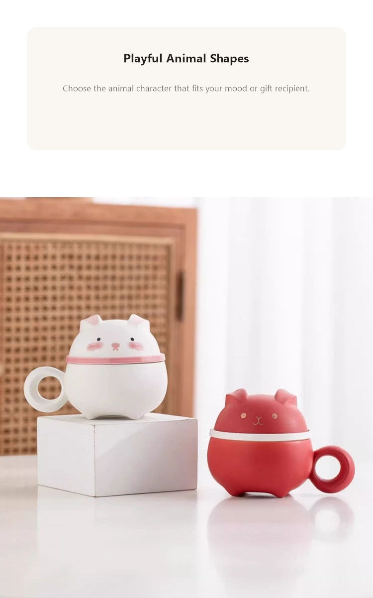 animal world brewing cup rabbit and cat