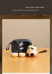 panda side handle tea set everyday scenes