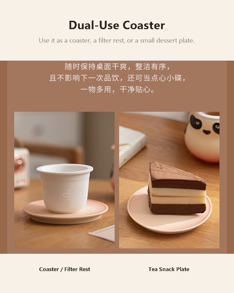 panda tea coffee cup dual use coaster