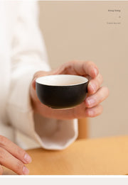 panda side handle tea set cup closeup