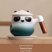 panda tea coffee cup peacock green protective