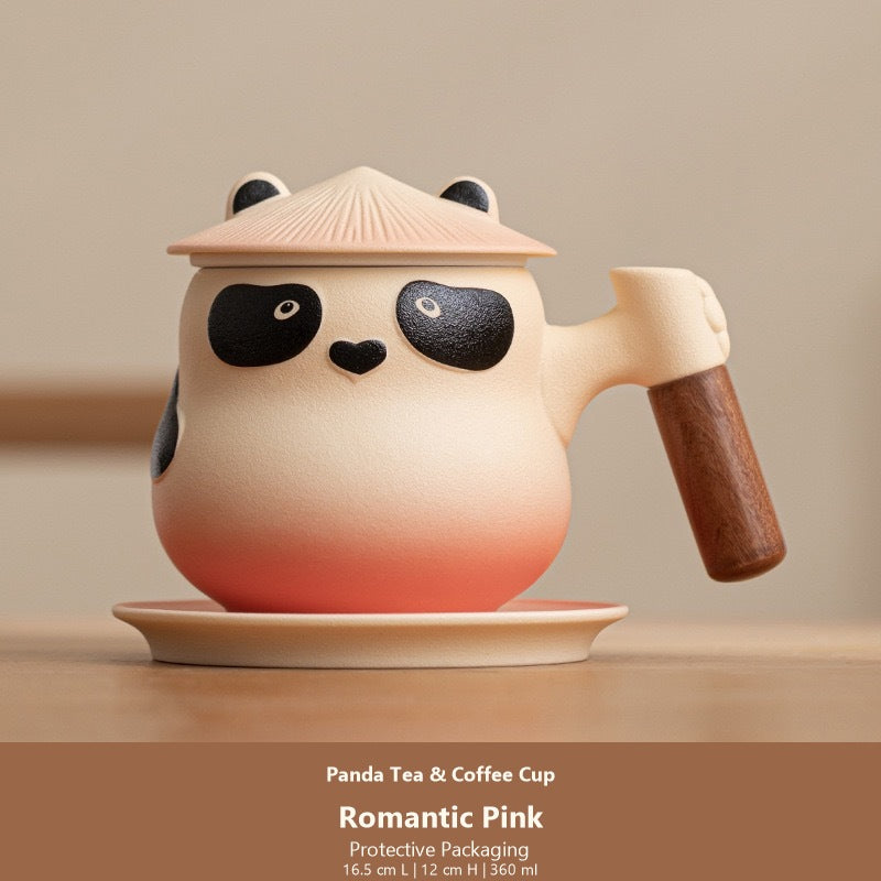 panda tea coffee cup romantic pink protective