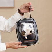 panda side handle tea set packed travel case