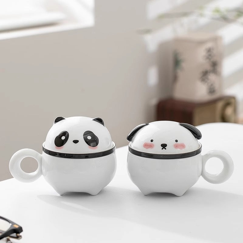 animal world brewing cup panda and puppy