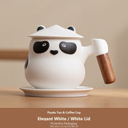 panda tea coffee cup elegant white white lid protective