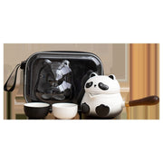panda side handle tea set case display