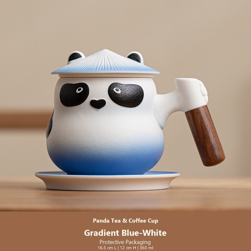 panda tea coffee cup gradient blue white protective