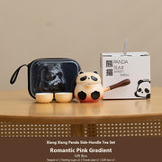 panda side handle tea set romantic pink gift box