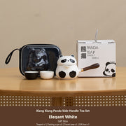 panda side handle tea set elegant white gift box