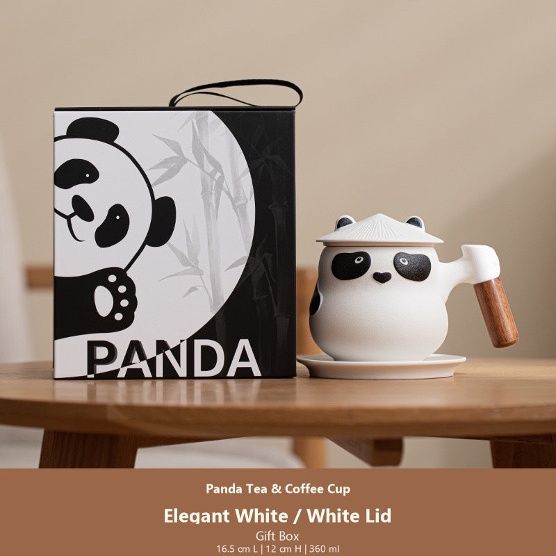 panda tea coffee cup elegant white white lid gift box