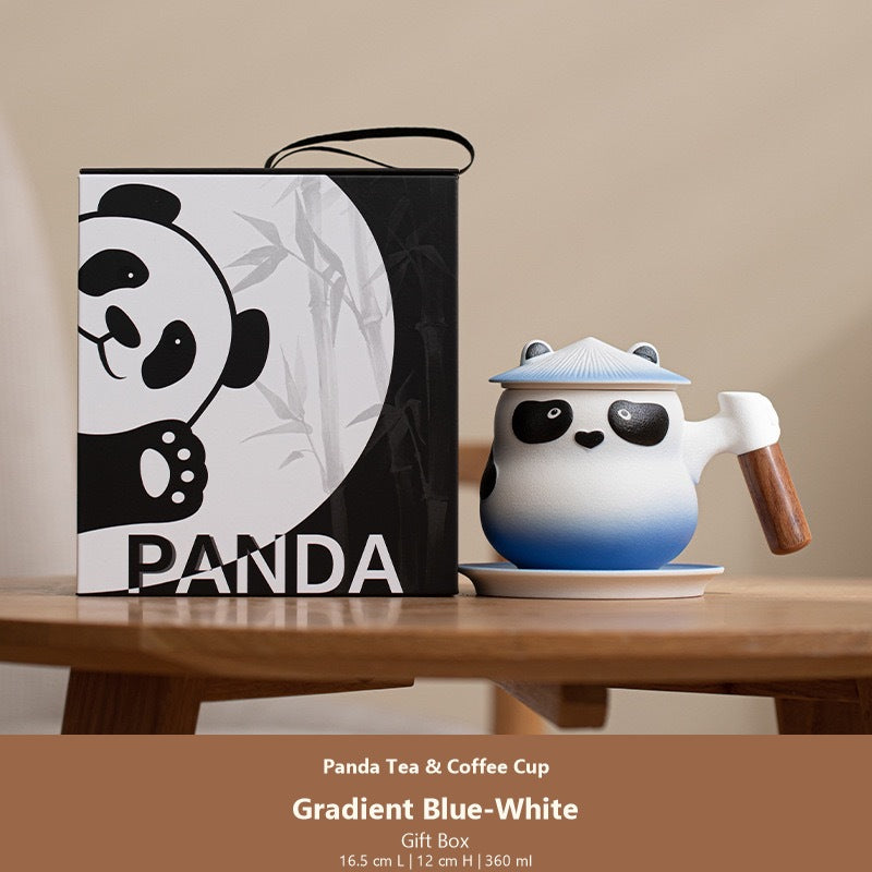 panda tea coffee cup gradient blue white gift box