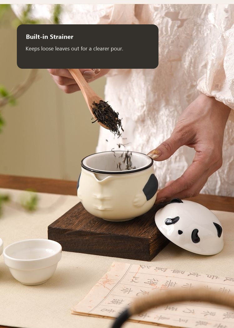 Panda Travel Tea Set clean built in strainer English display