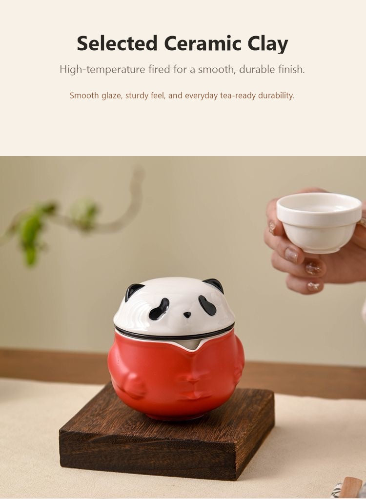 Panda Travel Tea Set clean selected ceramic clay English display