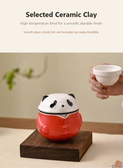 Panda Travel Tea Set clean selected ceramic clay English display