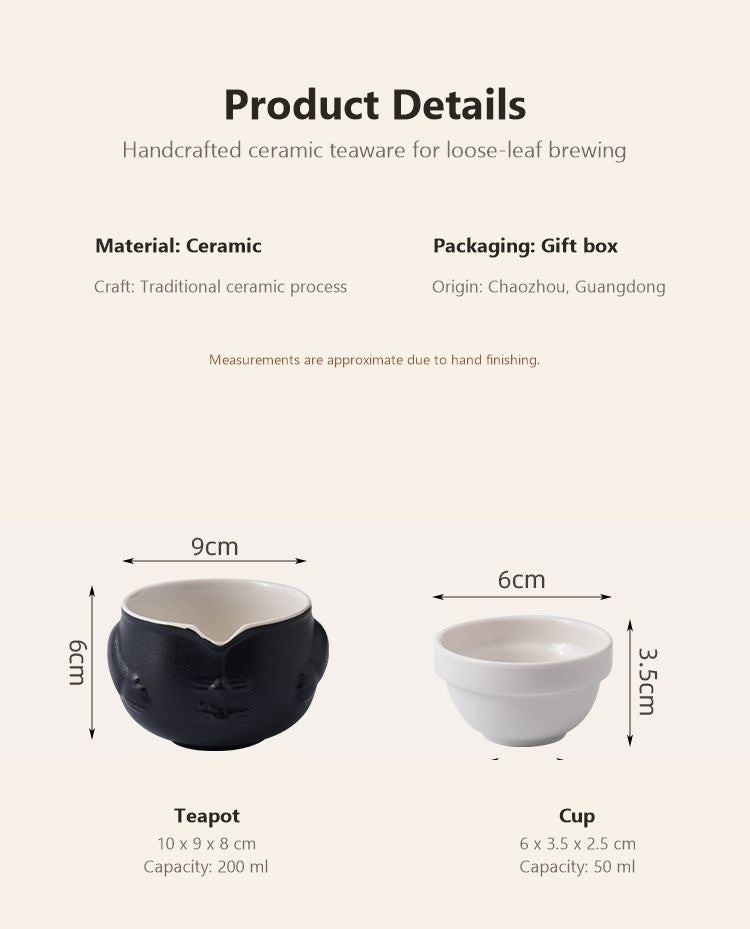 Panda Travel Tea Set clean English product details and capacities