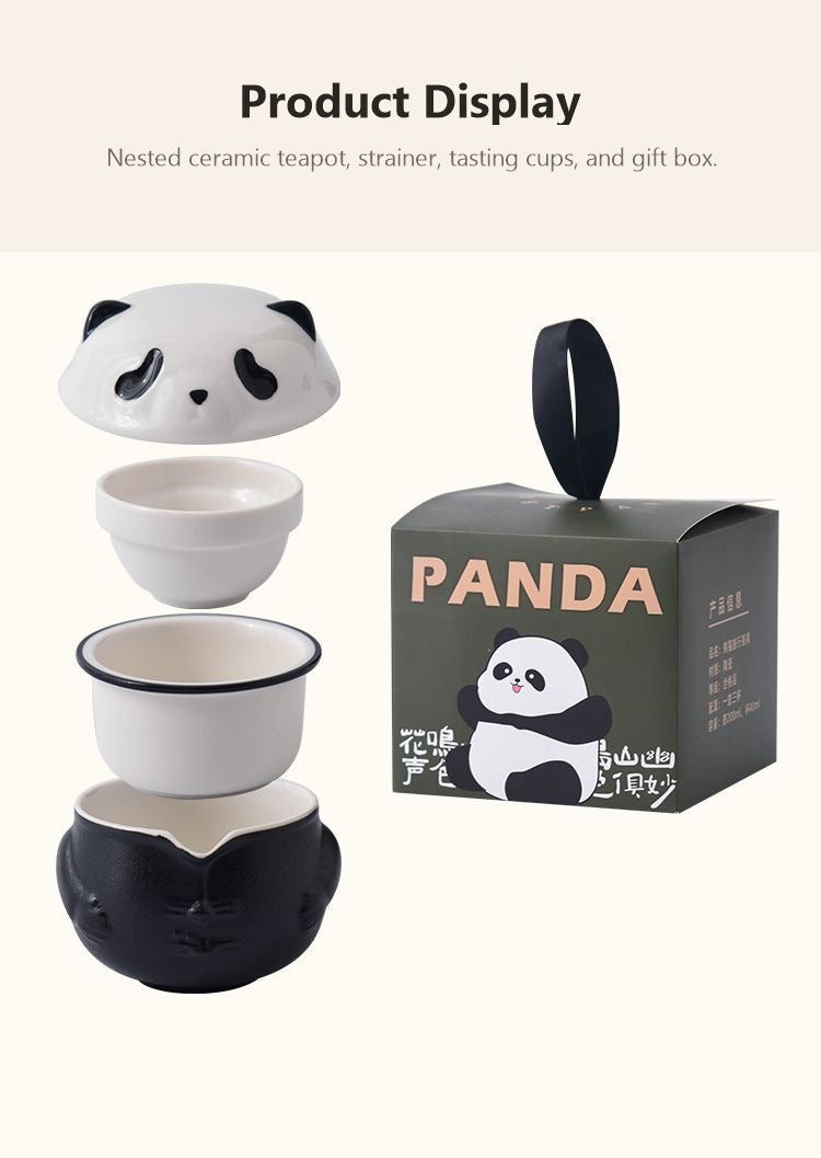 Panda Travel Tea Set clean nested product display English image