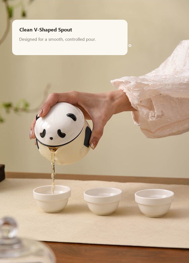 Panda Travel Tea Set clean V shaped spout English display