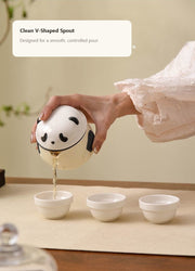 Panda Travel Tea Set clean V shaped spout English display