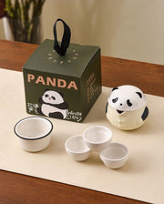 Panda Travel Teapot Set in black with gift box and cups