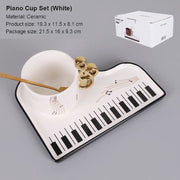 White Piano Key Tea Cup set details with ceramic material and package size