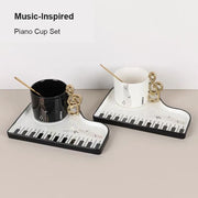 Black and white Piano Key Tea Cup set overview