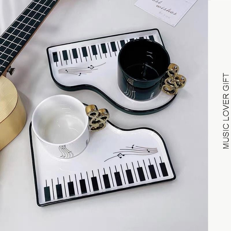 Piano Key Tea Cup black and white color options as a music lover gift