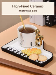 Piano Key Tea Cup high-fired ceramic microwave safe display image