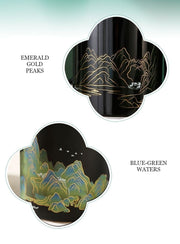 Emerald and gold detail artwork on glossy color-changing mug