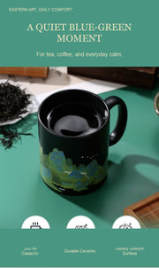 Quiet blue-green moment glossy mug capacity and surface details