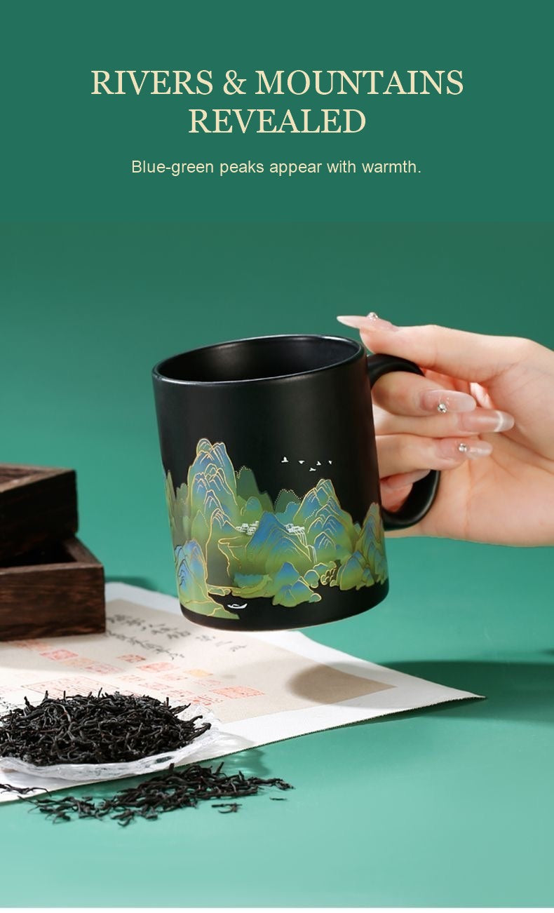 Rivers and mountains revealed heat-reactive mug display