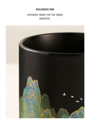 Rounded rim detail on glossy ceramic mug