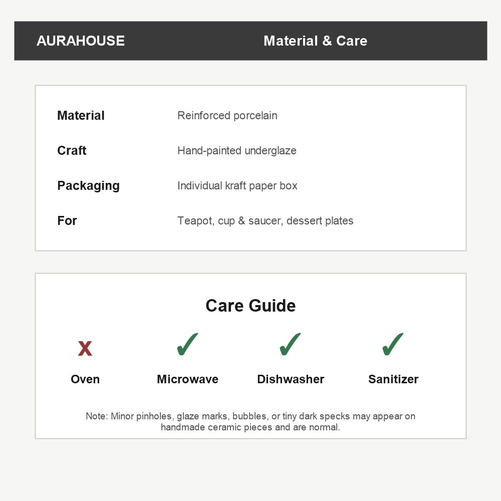 Red mushroom ceramic tableware material and care guide in English