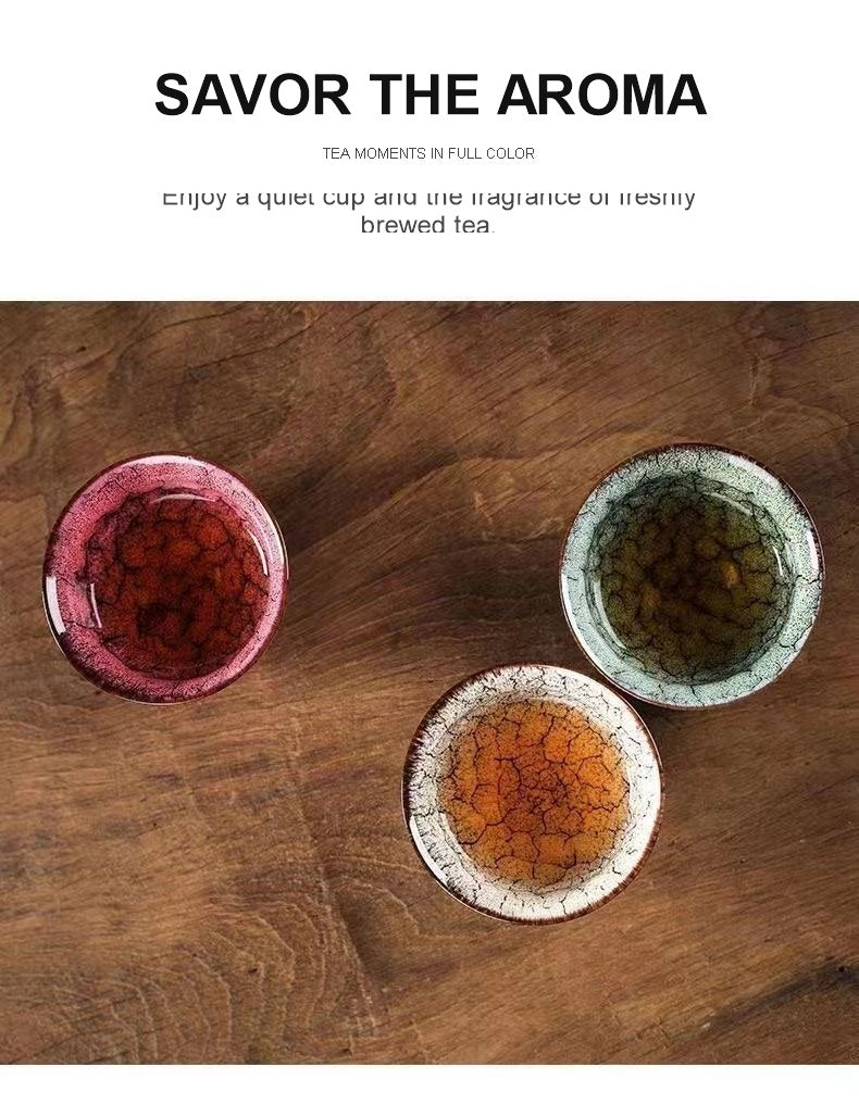 Tea cups from above with English aroma description
