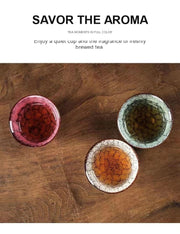 Tea cups from above with English aroma description